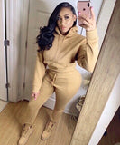 2021 Hot style solid color hooded suit casual women's two pieces set Jogging suit in stock