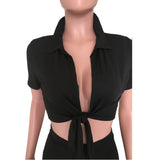 X00042L 2021 Hot Sale Navel Exposed & Chest Wrap Sets Pure Color Two Piece Top and Pants Set Sexy Low-Cut Fashion Club Outfits