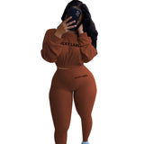 X01571C Phoenix Autumn Solid Letter Embroidery Two Piece Sets Women Basic Sweatshirt+Leggings Casual Sporty Tracksuits Female