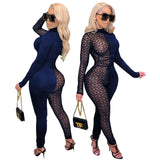 2020 Hot style sexy mesh gauze splice personalized printed jumpsuit plus size in stock