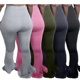 X00274L 2021 Hot sale sexy women pants+Solid-color denim split sexy tight flared pants