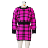 New autumn and winter skirt suit European and American sexy plaid thick sweater wrap hip skirt