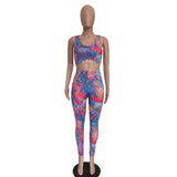 X00494S 2021 tie dye New women's high-waisted buttock sports casual suit