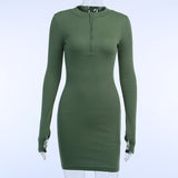 new slim dress sexy skirt Fashion New long-sleeved dress new street style zipper wrap hip skirt