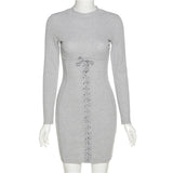 2020 Foreign Trade Autumn/winter slim dress with round neck and long sleeves