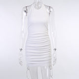 New fashion sexy hanging neck back rope bag hip irregular skirt hem dress bottom backless skirt