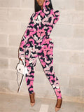 Phoenix Sexy jumpsuit Graffiti jumpsuit with stretch stand collar and color tights