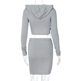 X00779M Phoenix Fashion casual suit for women 2021 Autumn/winter new style long-sleeved hoodie with drawstring slim skirt