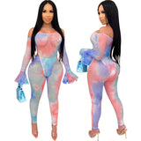 X00505S 2021 tie dye New women's high-waisted buttock sports casual suit