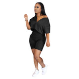 Hot sale summer lady casual 2 pcs womens clothing short set outfits