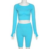 X00305L New arrival women two-piece set+Knit tight yoga suit breathable exercise suit