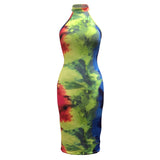 2020 hot style dress tie-dye printing sexy nightclub bodycon dress