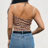 X00531S leopard Sleeveless Sexy Backless Lace Up Summer Crop Tops Vest Bustier Camisole Top Fashion Mini Tanks Solid Underwear