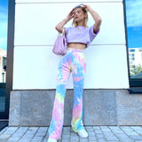 X00528M Tie-dyed elasticized waist slacks the new fashion sport pants autumn 2021 casual pants