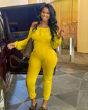 Phoenix Sexy jumpsuit with monochrome tight tank top and pleated pants long sleeve jumpsuit