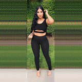 X01253C women tracksuit fitness hollow out sleeveless crop top+leggings solid elastic high skinny sporty casual female slim