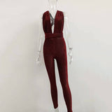 Hot style sexy jumpsuit New line of sexy slacks with suspenders and sparkly silks