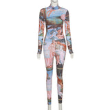 2020 New Arrival Long Sleeve Women Fall Jumpsuits Adult Onesie Romper Printed Jumpsuit Girl