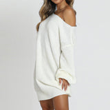 Phoenix Fashion sexy print long sleeve dress+Casual off-the-shoulder lantern sleeve knitted wool dress