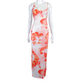 Phoenix New arrival Sexy women dress+Fashion print loose dew back tie tie neck dress