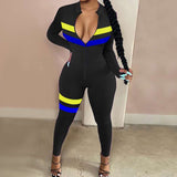 Phoenix 2020 New winter Women's Solid color long zip long sleeve jumpsuit nightclub wear