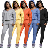 X00715S 2021 Autumn Sport casual two piece zipper V neck hoodie female 2 piece sets fleece