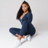 Phoenix New solid-color high-waisted exercise and fitness jumpsuit for women