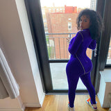 autumn fashion women full long sleeve zipper jumpsuits striped stretchy activewear fitness sporty workout skinny outfits