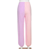 X00144L Fashion web celebrity street shoot new women's high waist and foot contrast color versatile casual pants