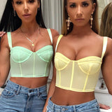 X00865C Sexy Sleeveless Tank Top Women Backless Bustier Tops Friends Festival Mint Yellow Black Summer Woman Crop Top 2021