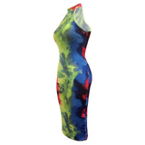 2020 hot style dress tie-dye printing sexy nightclub bodycon dress