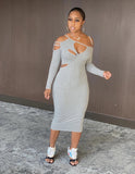 Cut Out One Shoulder Bandage Maxi Dresses