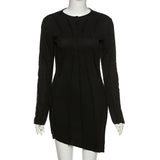 2020 autumn/winter new round neck long sleeve sexy slim body wrap hip women dress