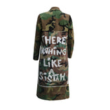 Phoenix Long style casual style European and American camouflage print cloth coat