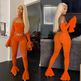 Phoenix Fashion sexy women jumpsuit+Sexy backless wooden ear sleeve jumpsuit