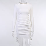 2020 New arrival Sexy women one-step dress+long sleeves and a round neck with two sides drawing