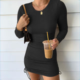 2020 New arrival Sexy women one-step dress+long sleeves and a round neck with two sides drawing