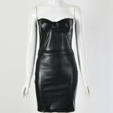 2020 new arrive Sexy pu dress In winter women's fashion sexy breast wrap backless elastic leather wrap skirt