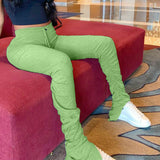 X00233S 2021 new hot style Monochromatic hoodie fabric drape slit micro-horn sweatpants