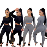 X00813S Phoenix 2021 Fall sexy tight solid color long sleeve pantsuit for women two pieces