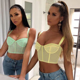 X00865C Sexy Sleeveless Tank Top Women Backless Bustier Tops Friends Festival Mint Yellow Black Summer Woman Crop Top 2021