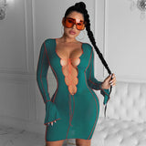 Sexy V-neck with flared sleeve jumpsuit