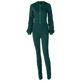 Autumn/Winter new style zip-up hooded long-sleeved blouse and slim-fitting pleated trousers sport suit in stock