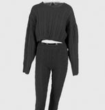 X00548L Phoenix New arrival sport women two-piece set+Plain color sweater suit with round neck and long sleeves