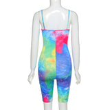 Summer new female print sexy suspenders sport short jumpsuit+Outdoor cycling sports suits+Sexy sleeveless tops and hot