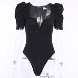 X00222S 2021 summer Sexy new pleated sleeve bodysuits ladies vendors clothing