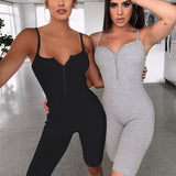 2020 Amazon new summer women's zipper sexy open back suspender sports one-piece women jumpsuit