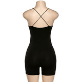 black Skinny Spaghetti Strap sleeveless Street woman Rompers 2020 bar club Bodycon bodysuit jumpsuits