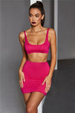 X00249M 2021 Hot sale ladies two pieces set Sexy tight crop top and skirt 3 colors Strap low-cut suit factory price