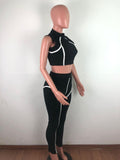 X00346S 2021 trendy women two piece sets Sexy top tight sleeveless jogging suit